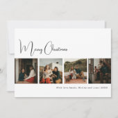 Moderne Boho Vrolijk Kerstfeest Vijf Foto Feestdagenkaart (Voorkant)