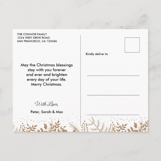 Moderne Boho Vrolijke Kerstmis Fotocollage Briefkaart (Achterkant)