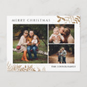 Moderne Boho Vrolijke Kerstmis Fotocollage Briefkaart (Voorkant)