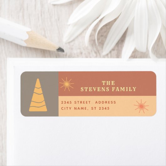 Moderne boho vrolijke kleurenblok vakantie etiket (Insitu)