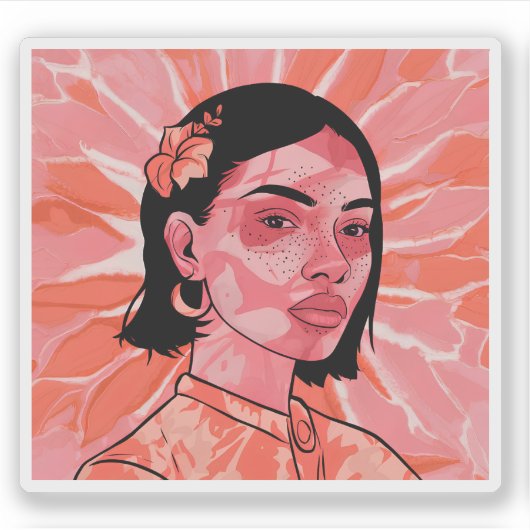 Moderne boho vrouwelijke minimalistische kunst iPh Sticker (Voorkant)