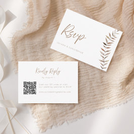 Moderne Boho Watercolor Bladeren QR Code Huwelijks Bedankkaart