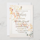 Moderne Boho Waterverf Autumn verlaat meisjesdoop Kaart (Voorkant)