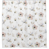 Moderne Boho Waterverf Bloemen Douchegordijn (Voorkant)
