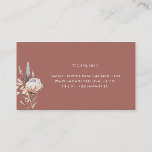 Moderne Boho Waterverf Bloemenontwerper Visitekaartje (Achterkant)