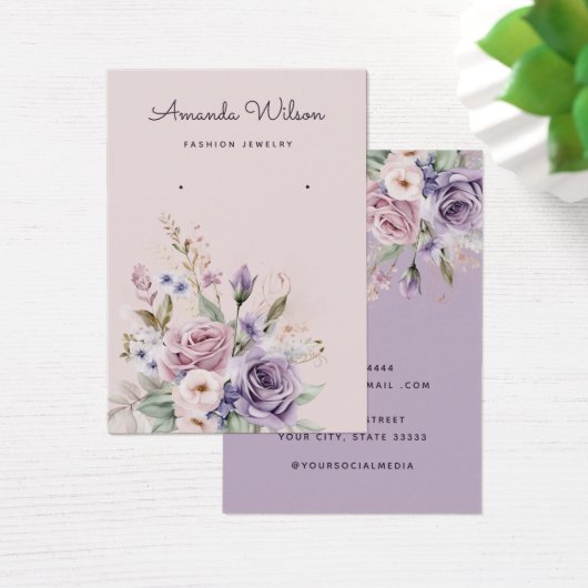 Moderne Boho waterverf bloemenoorbel display kaart (Bureau)