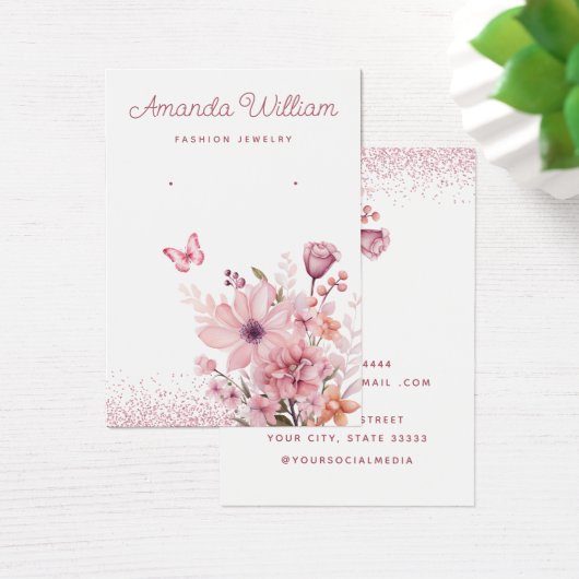 Moderne boho waterverf bloemenoorbel display kaart (Bureau)