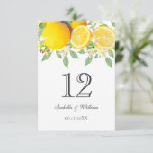 Moderne Boho Waterverf Citroen Bruiloft Tafel Kaar Kaart (Staand voorkant)