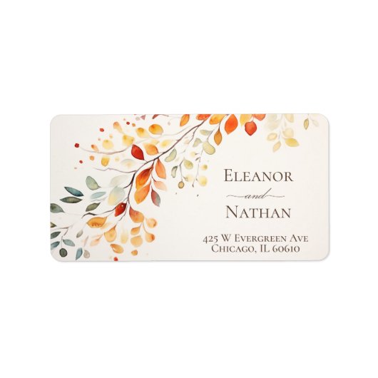 Moderne Boho Waterverf Herfst herfstbladeren Etiket (Voorkant)