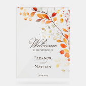 Moderne Boho Waterverf Herfst herfstbladeren welko Acryl Bord (Voorkant)