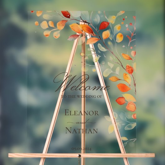 Moderne Boho Waterverf Herfst herfstbladeren welko Acryl Bord (Neutraal)