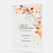 Moderne Boho Waterverf Herfst herfstbladeren welko Acryl Bord (Hoek)