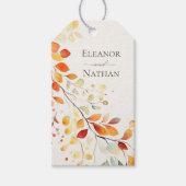 Moderne Boho Waterverf herfstbladeren bruiloft Cadeaulabel (Voorkant)