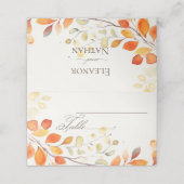 Moderne Boho Waterverf herfstbladeren bruiloft Plaatskaartje (Buitenkant ongevouwen)