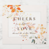 Moderne Boho Waterverf herfstbladeren bruiloft Sparkling Wijnetiket (Enkel label)