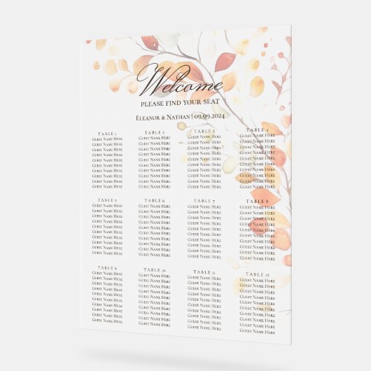 Moderne Boho Waterverf herfstbladeren zitgrafiek Acryl Bord (Hoek)