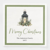 Moderne Boho Waterverf Kerst Lantaarn Servetten (Voorkant)