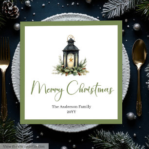 Moderne Boho Waterverf Kerst Lantaarn Servetten