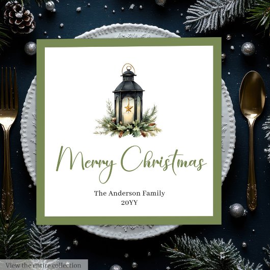 Moderne Boho Waterverf Kerst Lantaarn Servetten