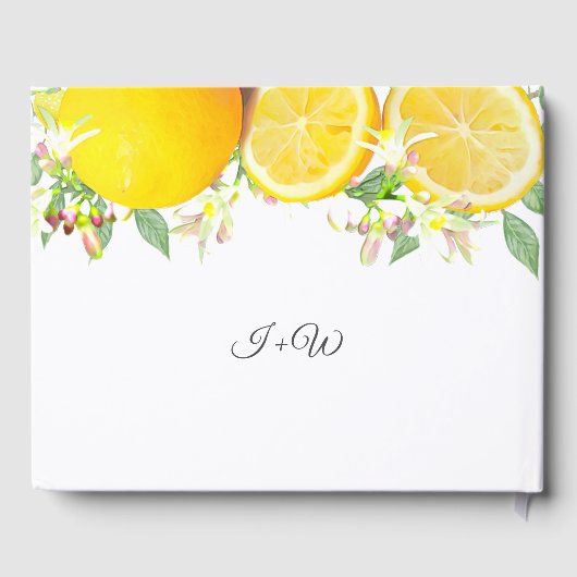 Moderne Boho Waterverf Lemon Zomer Bruiloft Gastenboek (Achterkant)