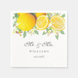 Moderne Boho Waterverf Lemon Zomer Bruiloft Servet