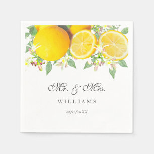 Moderne Boho Waterverf Lemon Zomer Bruiloft Servet