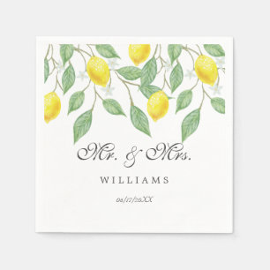 Moderne Boho Waterverf Lemon Zomer Bruiloft Servetten