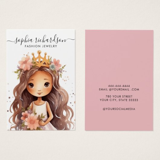 Moderne boho waterverf Meisje oorbel display kaart (Voorkant /achterkant)