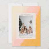 Moderne Boho Waterverf Roze Geel Foto Feestdagenkaart (Voorkant)