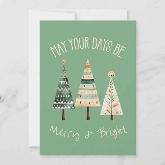 Moderne Boho Waterverf Schattigee Kerst Aarde Tone Feestdagenkaart (Voorkant)