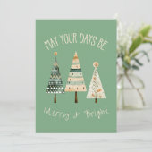 Moderne Boho Waterverf Schattigee Kerst Aarde Tone Feestdagenkaart (Staand voorkant)