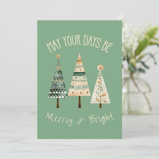 Moderne Boho Waterverf Schattigee Kerst Aarde Tone Feestdagenkaart (Staand voorkant)