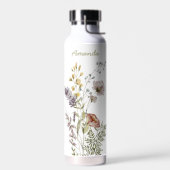 Moderne Boho Waterverf Wildbloemen met Naam Waterfles (Links)