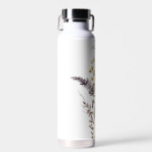 Moderne Boho Waterverf Wildbloemen met Naam Waterfles (Voorkant)