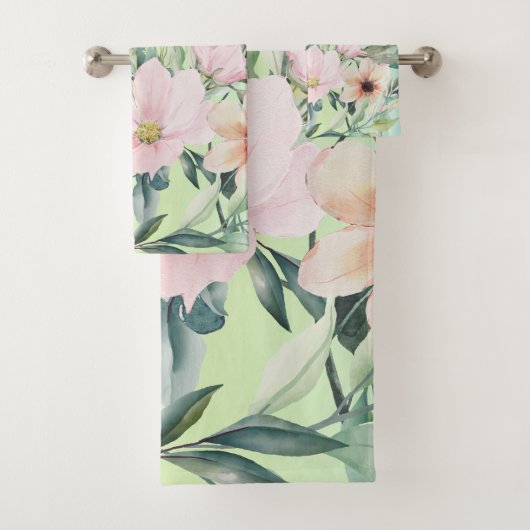 Moderne Boho Waterverf Wildflower Bad Handdoek (Insitu)