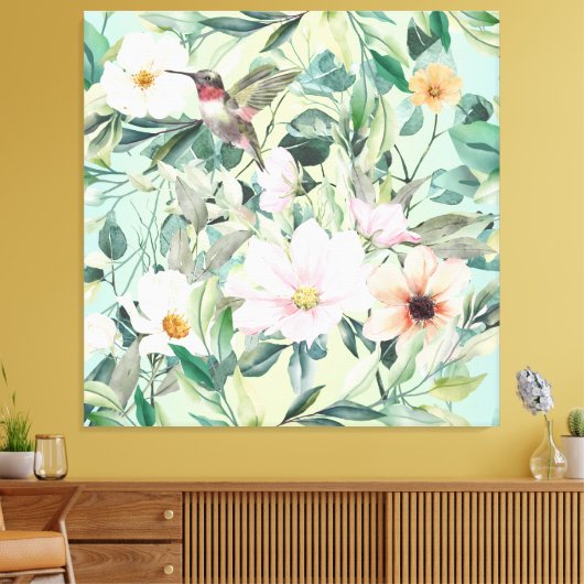 Moderne Boho Waterverf Wildflower Canvas Afdruk (Insitu (Woonkamer))
