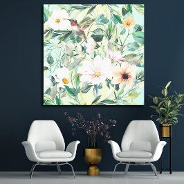 Moderne Boho Waterverf Wildflower Canvas Afdruk