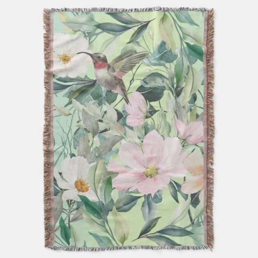 Moderne Boho Waterverf Wildflower Deken (Voorkant Verticaal)