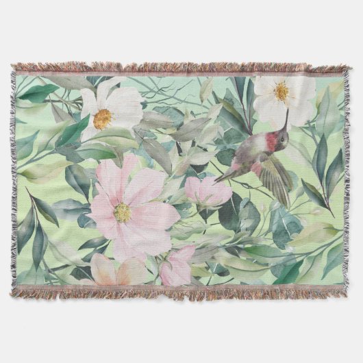 Moderne Boho Waterverf Wildflower Deken (Voorkant)