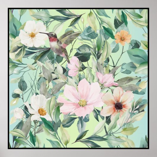Moderne Boho Waterverf Wildflower Poster (Voorkant)