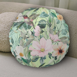 Moderne Boho Waterverf Wildflower Rond Kussen