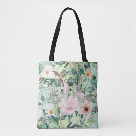 Moderne Boho Waterverf Wildflower Tote Bag (Voorkant)