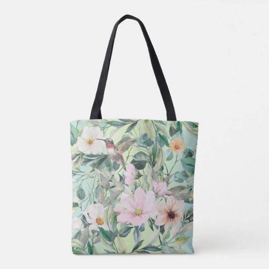 Moderne Boho Waterverf Wildflower Tote Bag (Achterkant)
