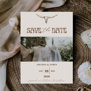 Moderne Boho Western Fotothemabruiloft Save The Date