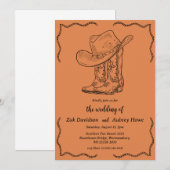 Moderne boho westerne huwelijksuitnodigingen kaart (Voorkant / Achterkant)