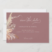 Moderne Boho Whimsical Calligrafie Schrift Mauve Save The Date (Voorkant)