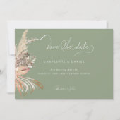 Moderne Boho Whimsical Calligrafie Schrift Sage Save The Date (Voorkant)