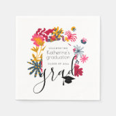 Moderne Boho White Arch Bloemen Afstudeerfeest Servet (Voorkant)