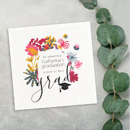 Moderne Boho White Arch Bloemen Afstudeerfeest Servet