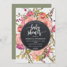 moderne boho wild flower baby shower - uitnodiging